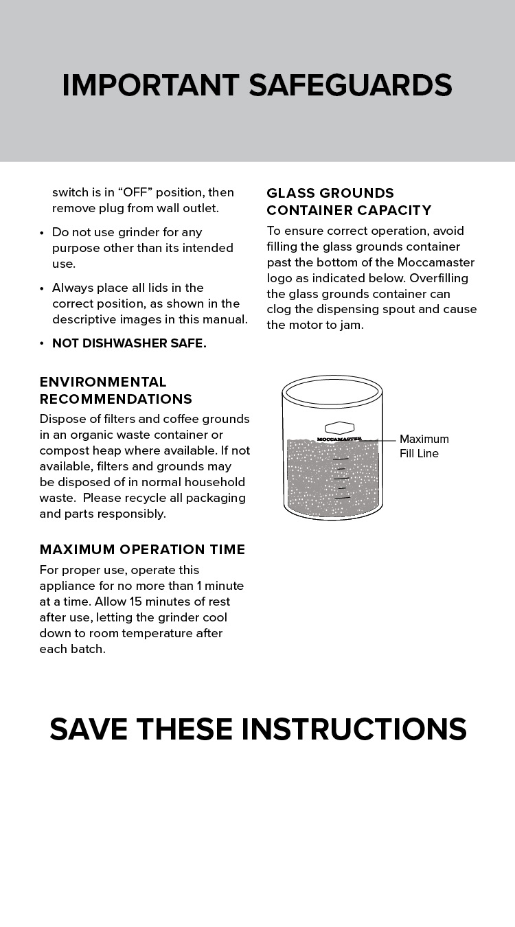 User manual and frequently asked questions Burr Grinder GVX GVX114