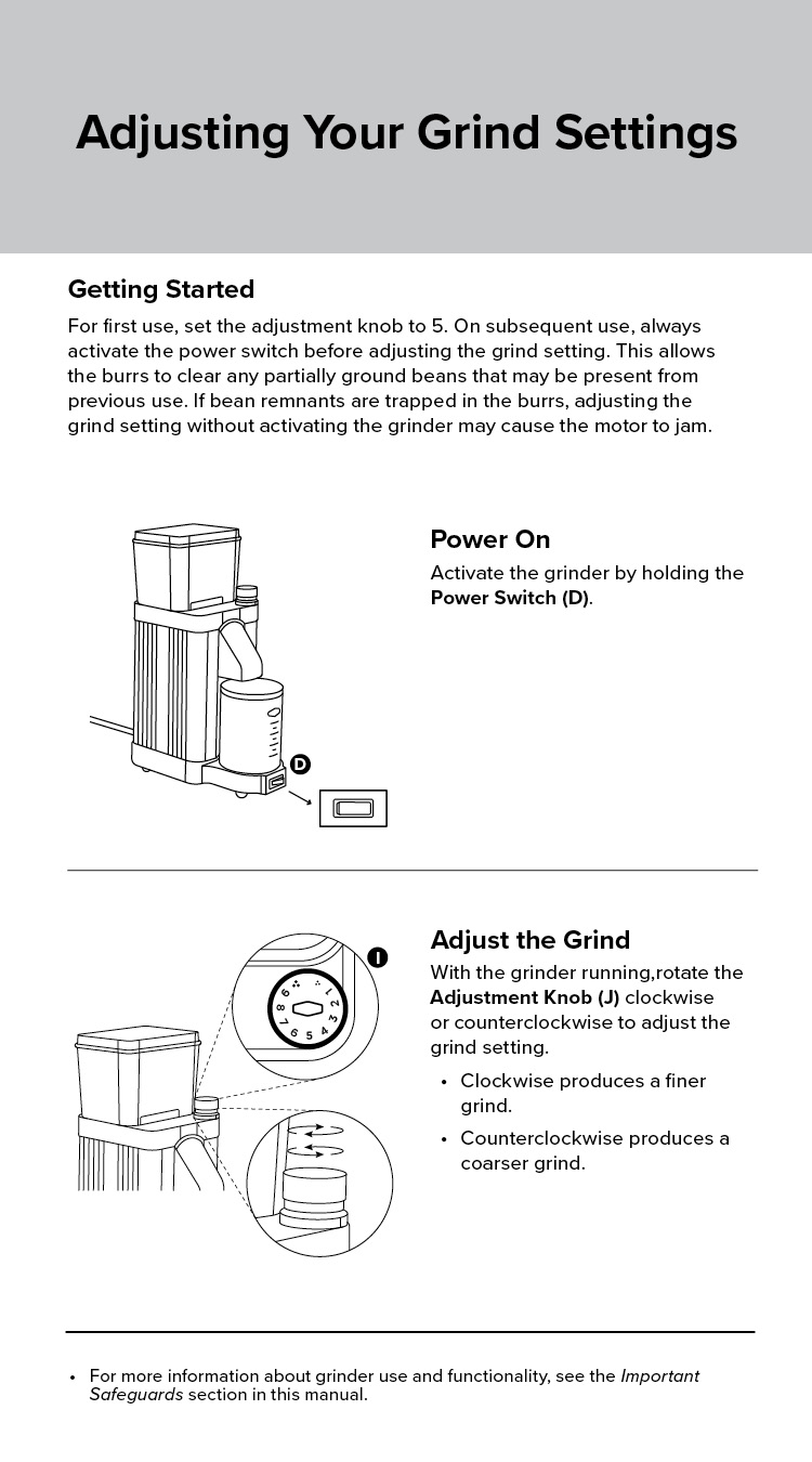 User manual and frequently asked questions Burr Grinder GVX GVX114